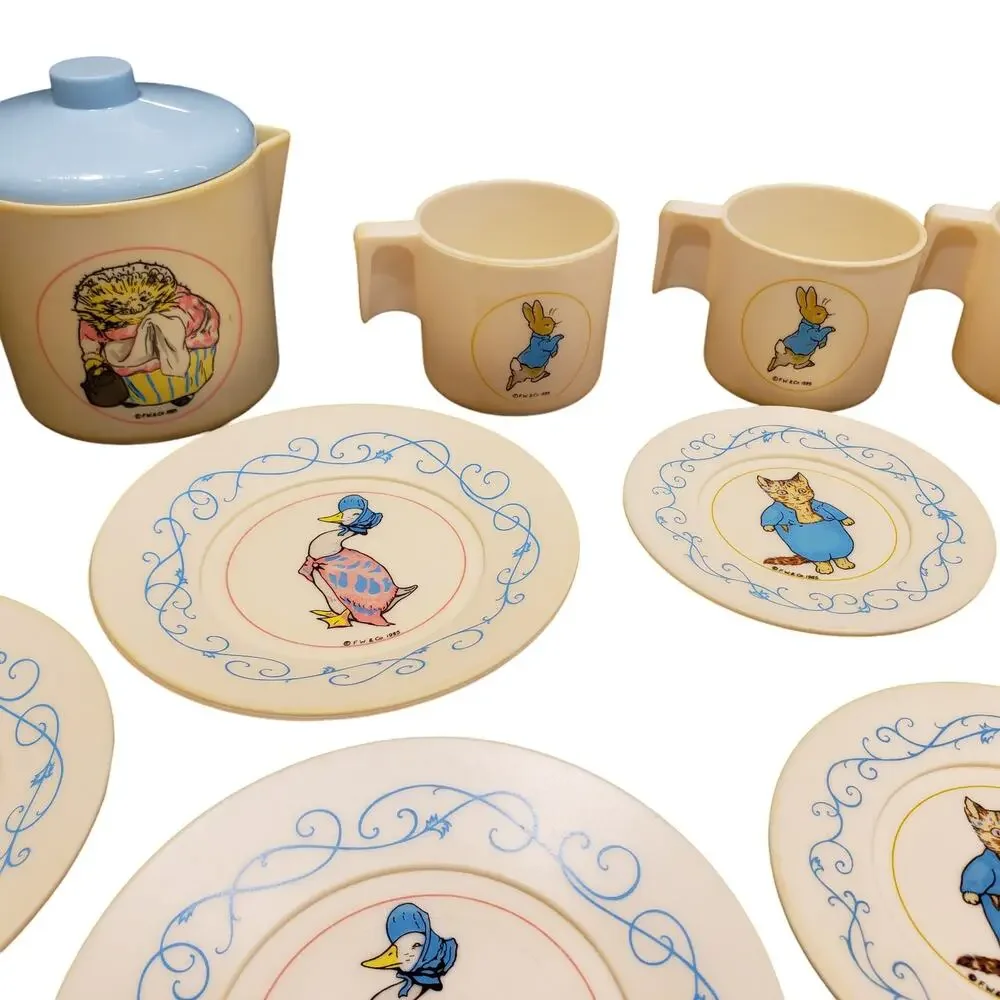Vintage Peter Rabbit Toy Tea Set 1983 by Bluebird England Imported Very Rare